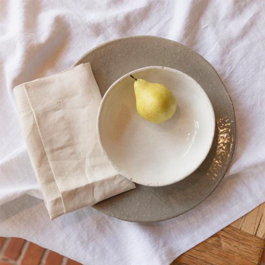 Sweet Peas Pure Linen Table Cloth | Coconut Button Centre